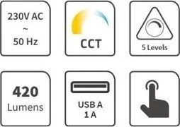 LED Stmievateľná stolná lampa s USB LED/7W/230V 3000K/4000K/5500K čierna