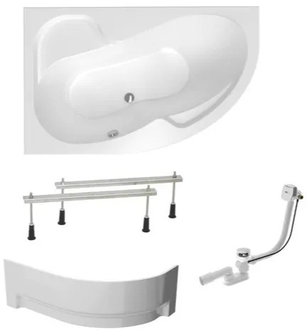 Asymetrická vaňa Laguna Fortuna Plus 150x100 cm akrylát ľavá SIKOFO1500LAPNP, 1 ks