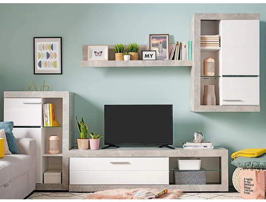 Obývacia stena Rosso beton/biely 11008772