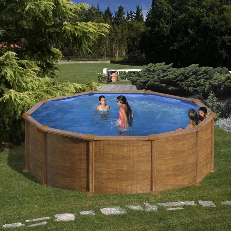 Kruhový bazén Oceľový Imitácia Dreva Ø 350 x 132 cm Mauritius