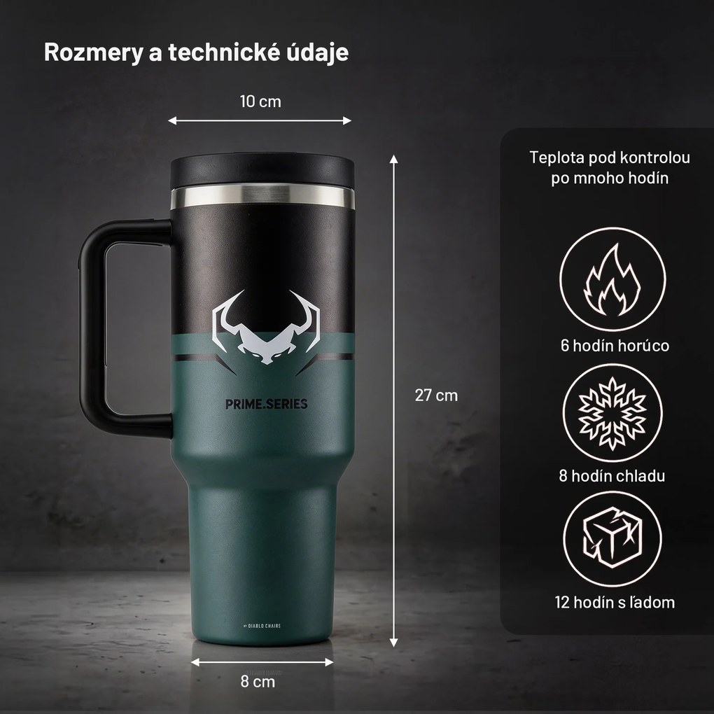 Termohrnček s rukoväťou zelený Diablo Ghotic Green