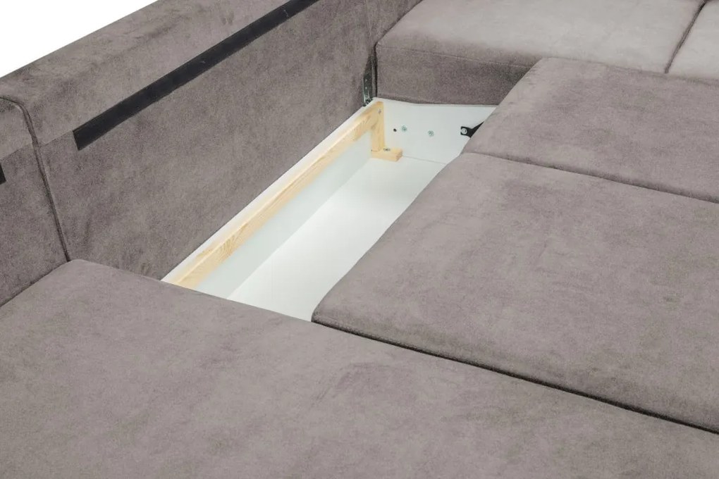 Sedacia súprava Chivas, tvar pravej U, kamenná hnedo-šedá látka