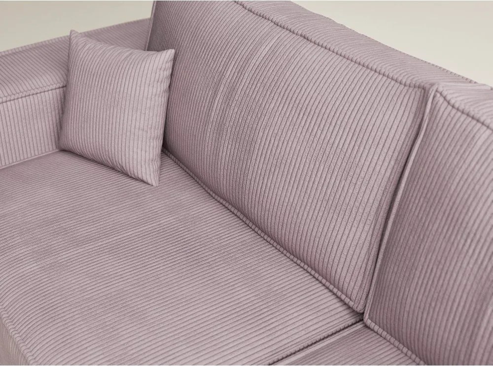 Fialová menčestrová rozkladacia/s úložným priestorom rohová pohovka (pravý roh/do L) Tonga – Maison de Rêve