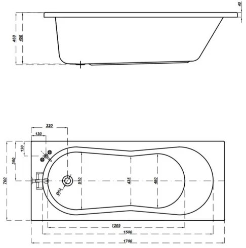 Cersanit Nike, akrylátová vaňa 170x70cm + nožičky, biela, S301-249