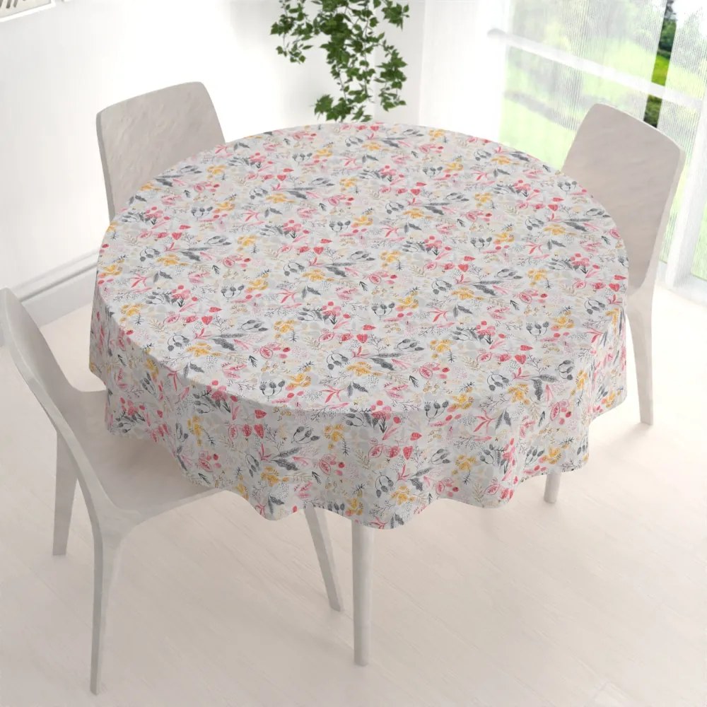 Biante Dekoračný okrúhly obrus PML-087 Červeno-oranžové lístky Ø 70 cm