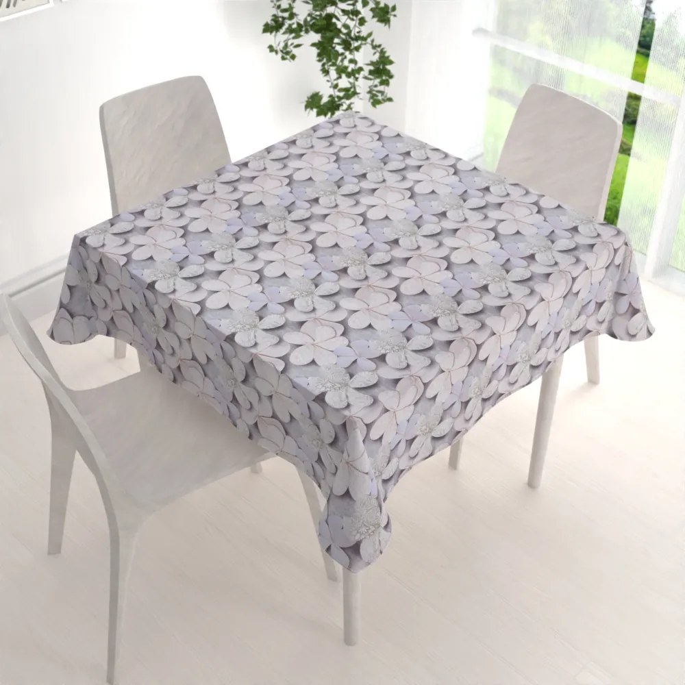 Biante Dekoračný štvorcový obrus PML-032 Designové kvety na sivom 80x80 cm