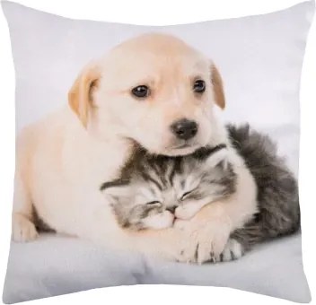 Dekoračný vankúšik Psík s mačičkou, 25x25 cm%