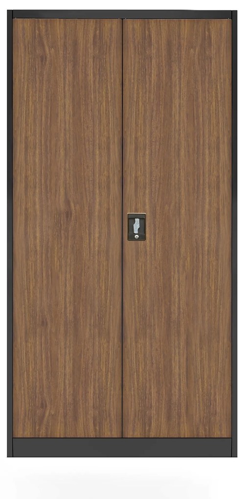 Sada 4x kovová kancelárska skriňa JAN, 900 x 1850 x 400 mm, Eco Design: antracitová/ orech