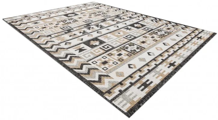 Dywany Łuszczów Kusový koberec Cooper Sisal Aztec 22218 ecru/black – na von aj na doma - 140x190 cm