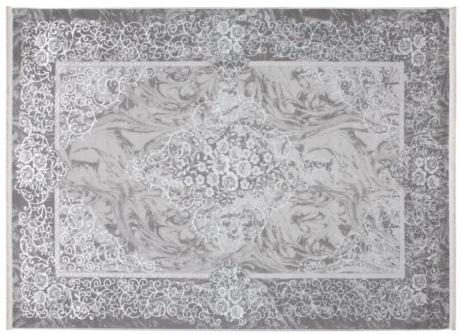 Moderný bielo-sivý dizajnový interiérový koberec so vzorom Šírka: 80 cm | Dĺžka: 150 cm