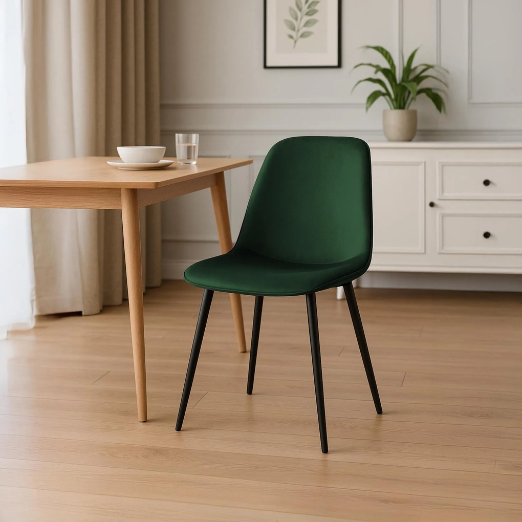 Sada 4 ks jedálenskej stoličky Maryam zamat - zelená