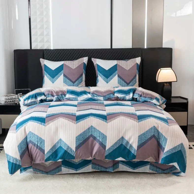 Obliečky z mikrovlákna CHEVRONIX modro-fialové Rozmer obliečky: 2 ks 70 x 80 cm | 160 x 200 cm