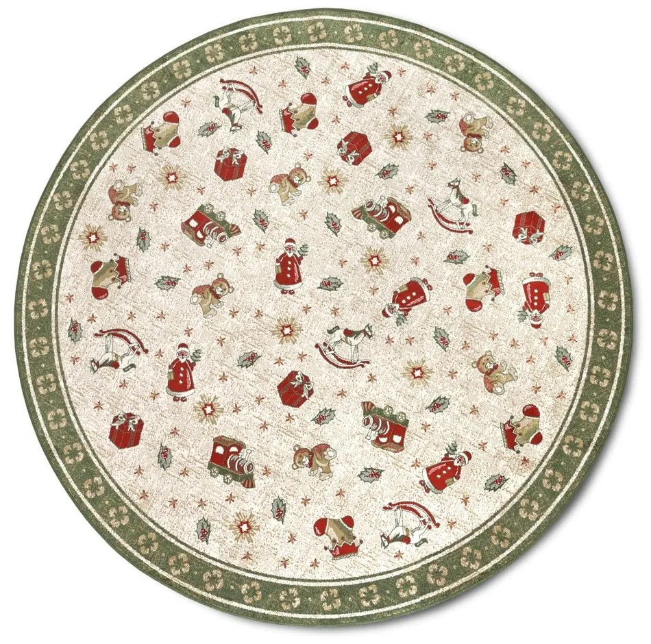 Zelený okrúhly koberec s vianočným motívom s prímesou bavlny ø 200 cm Toy's Delight Green Christmas – Villeroy&amp;Boch