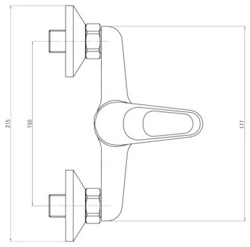 Deante Lobo, nástenná sprchová batéria 150mm so sprchovou sadou, chrómová, BYU_041M