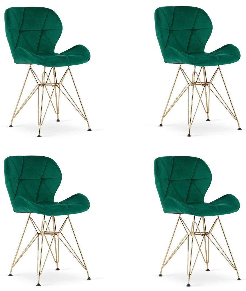Dekorstudio Sada zamatových jedálenských stoličiek Matias na zlatých nožičkách - zelené Počet stoličiek: 2ks