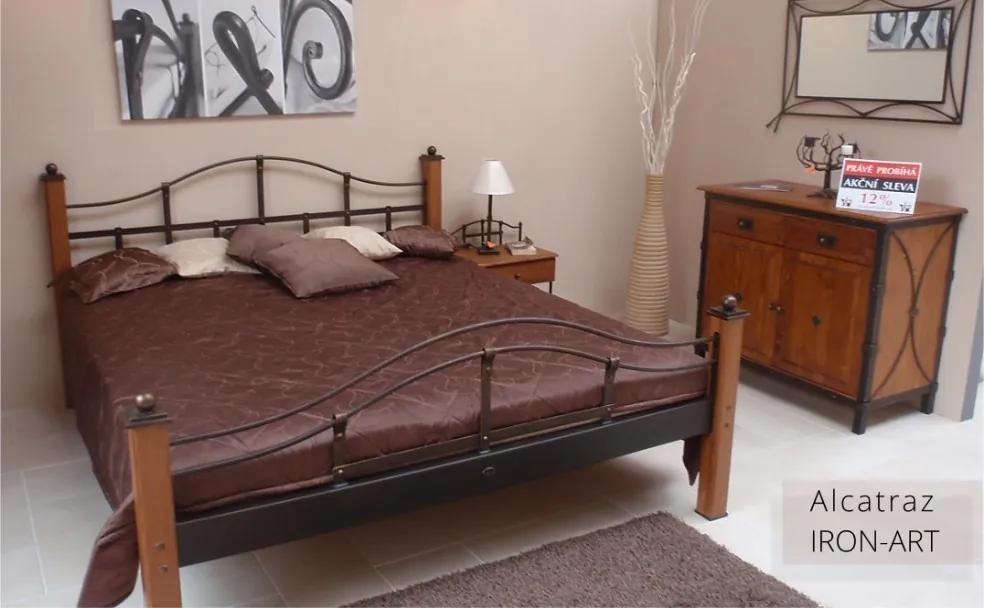 IRON-ART ALCATRAZ - robustná kovová posteľ 180 x 200 cm, kov + drevo