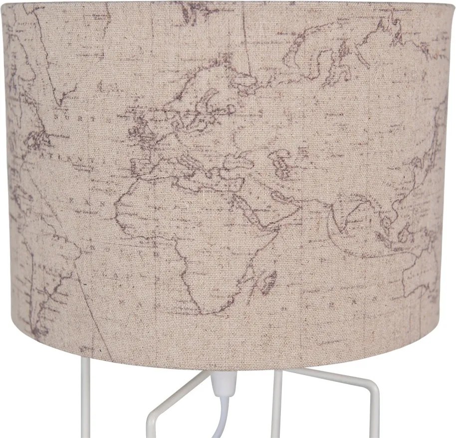 Biela stolná lampa s béžovým tienidlom - Ø 22*34 cm E27/max 1*60W