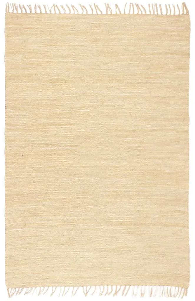 Ručne tkaný koberec Chindi, bavlna 200x290 cm, krémový