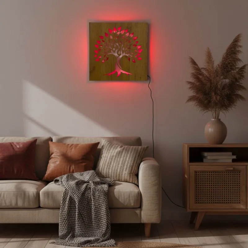 Podsvietený drevený obraz „Strom života led | SENTOP LED0564