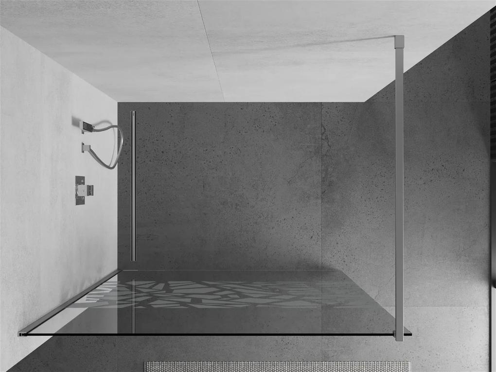 Mexen Kioto sprchová zástena 90x200 cm 8 mm, chróm, biely vzor, 800-090-101-01-85