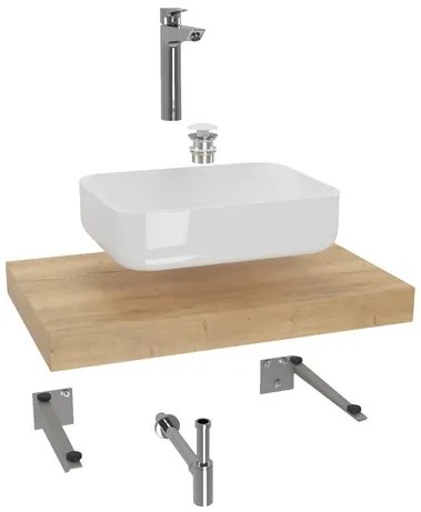 Hansgrohe Dolce kúpeľňová zostava siko s doskou pod umývadlo 80x8x50 cm dub halifax KSETDO6