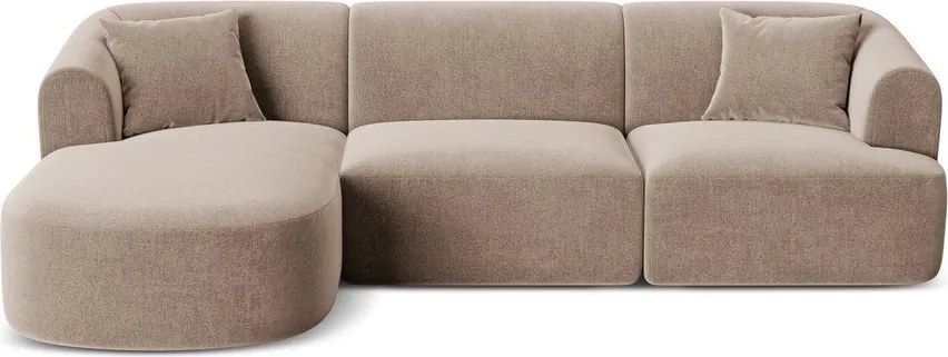 Svetlohnedá zamatová rohová pohovka (ľavý roh/s leňoškou) Campi – Cosmopolitan Design