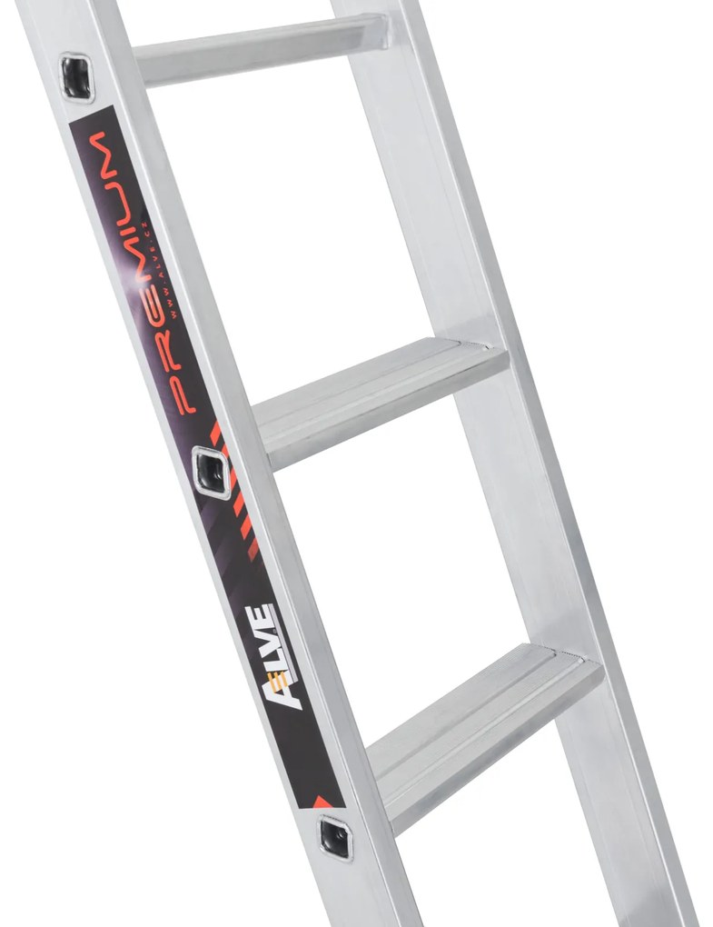Hliníkový jednodielny rebrík ALVE PREMIUM s nášľapmi, 1x12 priečok, dĺžka 3,54 m