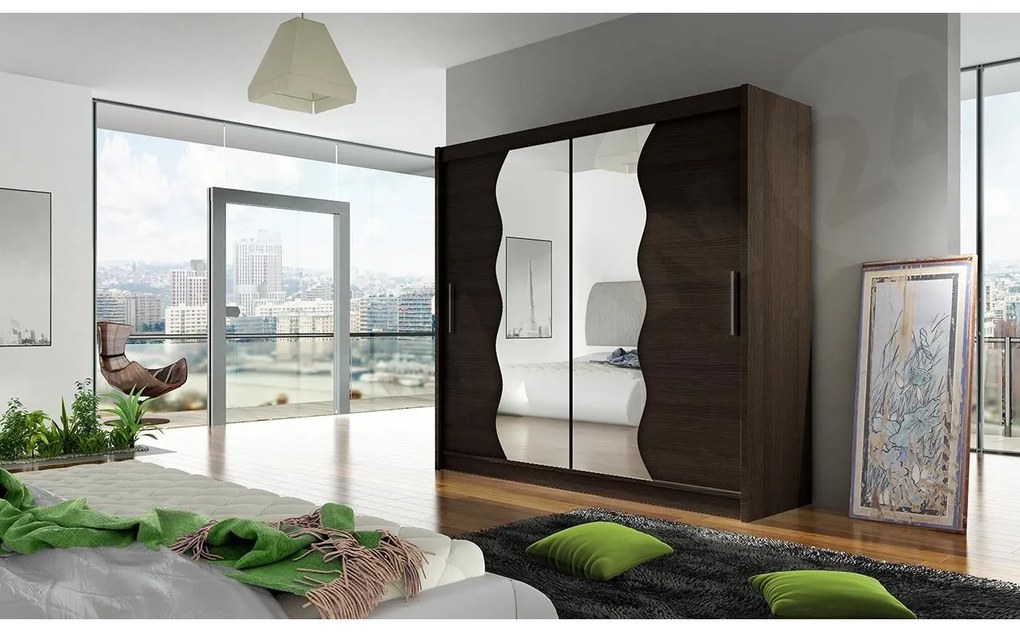 Skriňa London X, Farby: kašmír, Osvetlenie: osvetlenie LED RGB - farebné