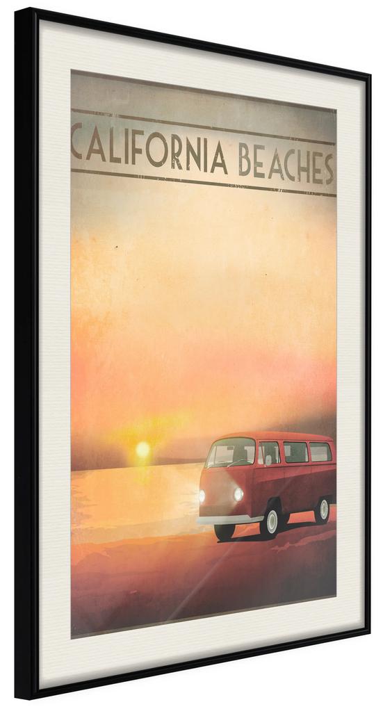 Artgeist Plagát - California Beaches [Poster] Veľkosť: 20x30, Verzia: Čierny rám s passe-partout