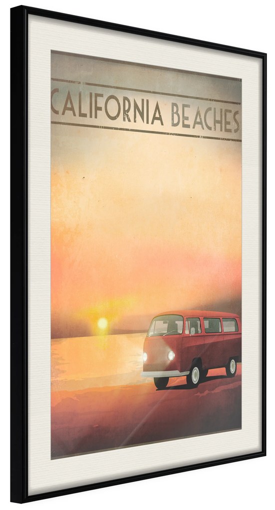 Artgeist Plagát - California Beaches [Poster] Veľkosť: 30x45, Verzia: Zlatý rám s passe-partout