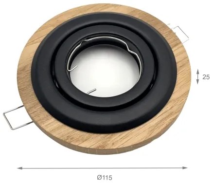 Podhľadové svietidlo TOBBY 1xGU10/20W/230V pr. 11,5 cm dub/čierna