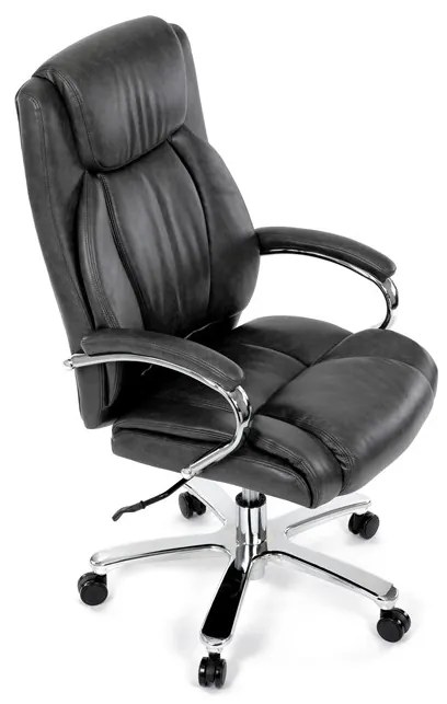 Kancelárske kreslo RYZAR — ekokoža, sivá, nosnosť 150 kg