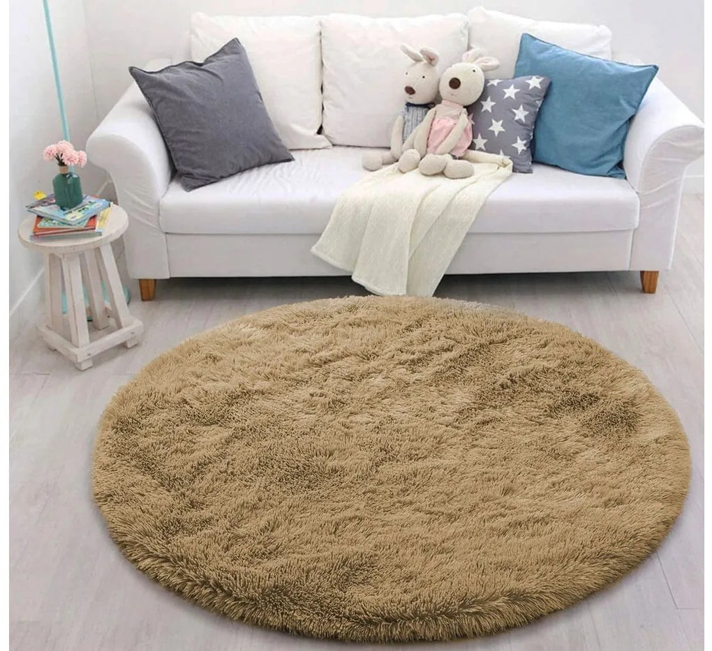 TZ Hnedý okrúhly shaggy koberec Lana Rozmer: 300