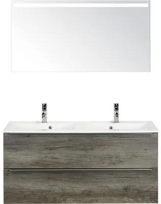 Kúpeľňový nábytkový set Pulse 120 cm s dvojitým umývadlom dub Nebraska a zrkadlom s LED osvetlením 84727124