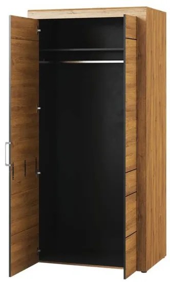 Šatníková skriňa Kama II 70 97 cm dub Camargue/čierna