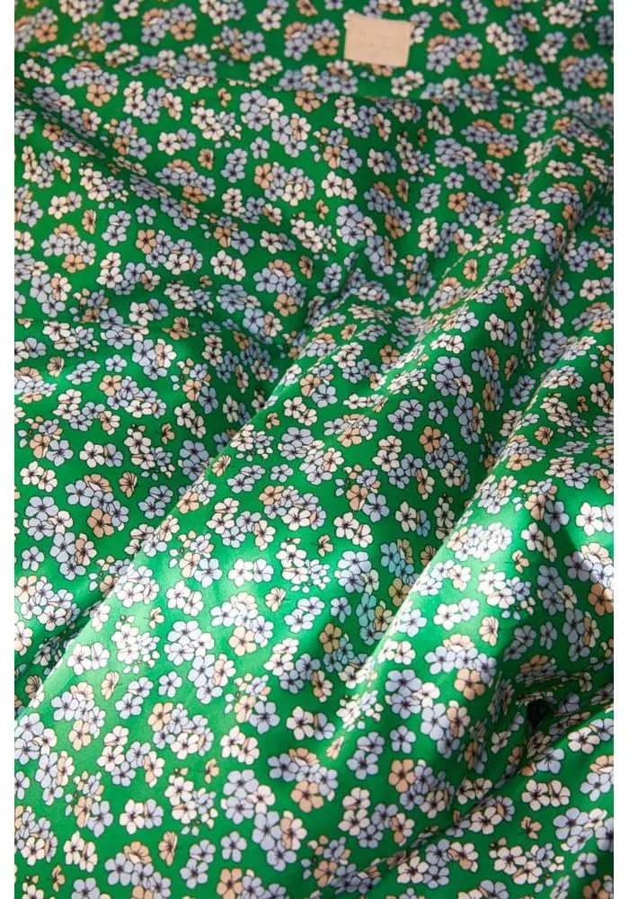 Zelené obliečky na jednolôžko z bavlneného saténu 140x200 cm Pleasantly - JUNA