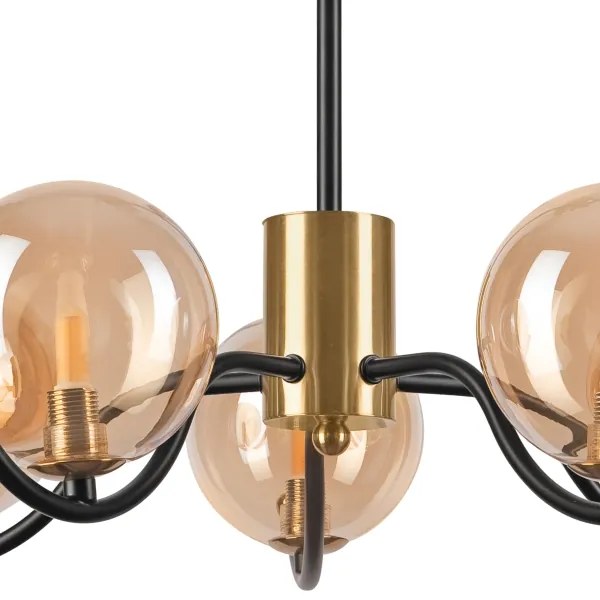 Luster na tyči GEORGIA 5xG9/5W/230V zlatá/dymová béžová