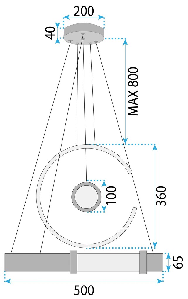Toolight Toolight, LED stropné osvetlenie 64W, 3000W, LHJ060-CP, zlatá, OSW-50029
