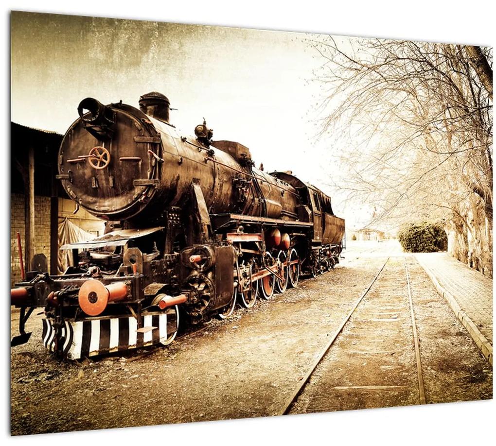 Sklenený obraz - Historická lokomotíva (70x50 cm)