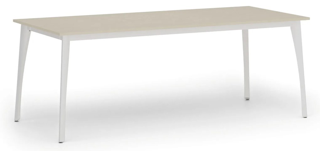 Rokovací kancelársky stôl PRIMO OMEGA, 200x90 cm, biela podnož, breza
