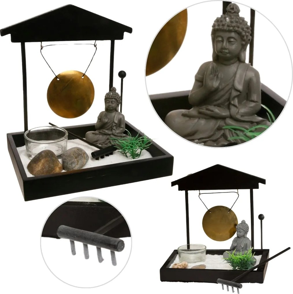 Dekoračná soška Buddy, 12x15x16 cm, čierna