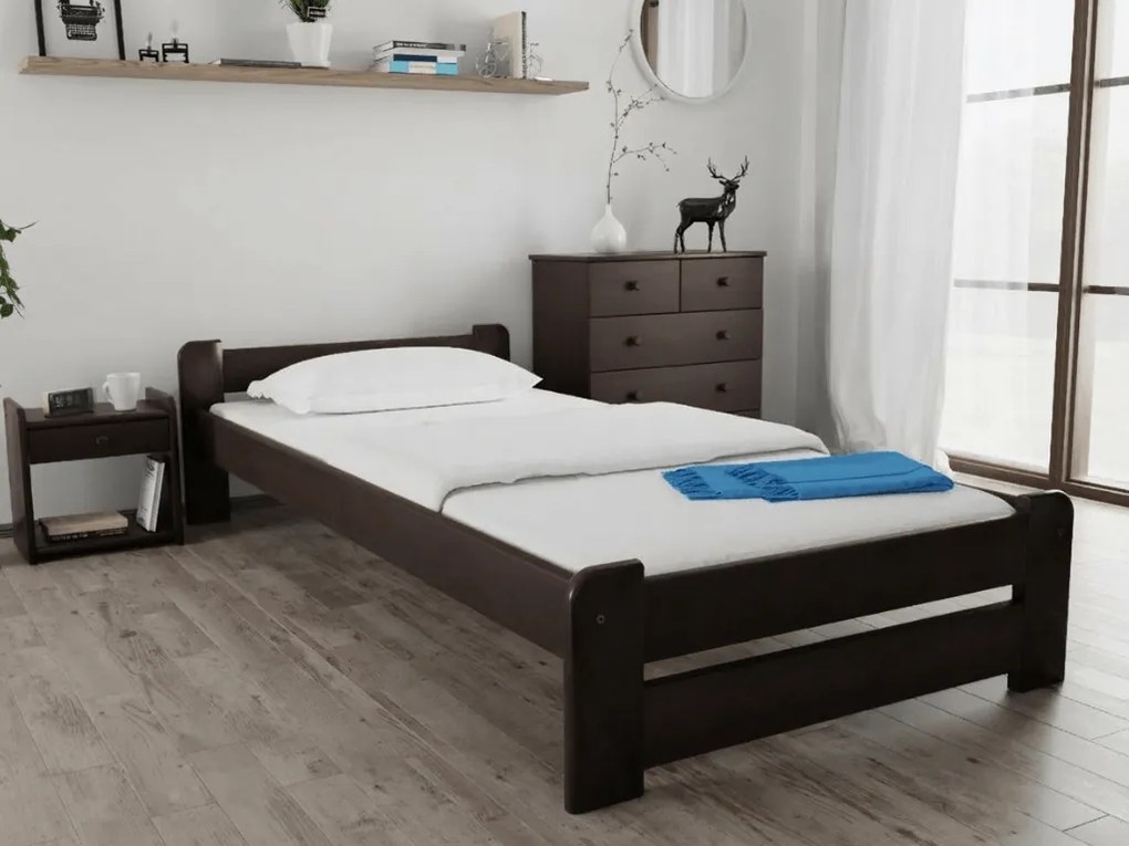 Posteľ Emily 80 x 200 cm, orech Rošt: S lamelovým roštom, Matrac: Matrac COCO MAXI 20 cm