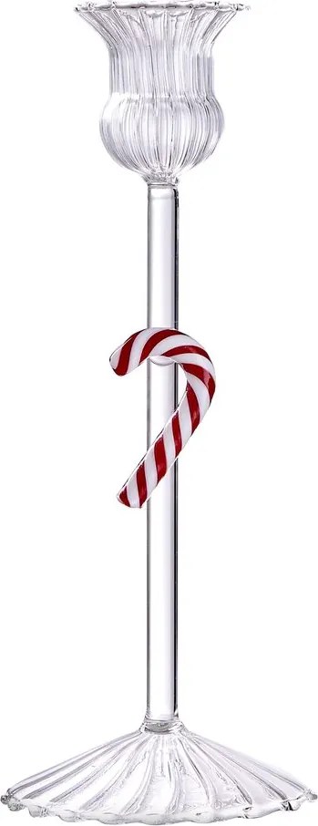 MERRY & BRIGHT Svietnik "Candy Cane" - číra