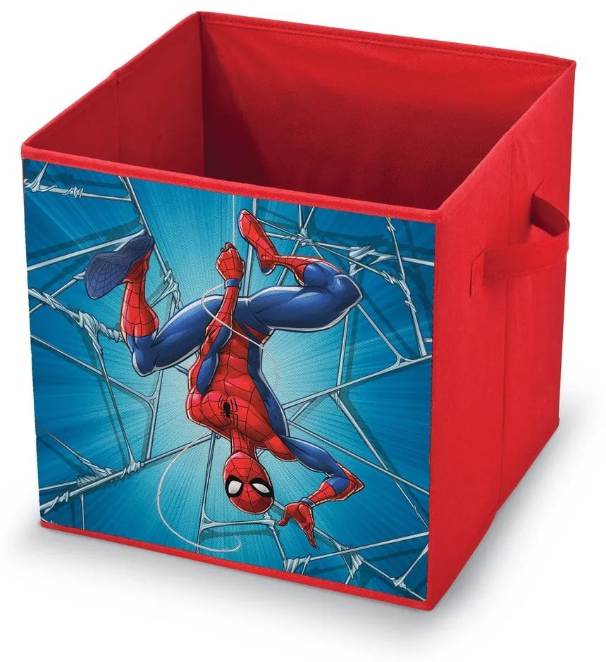 Červený úložný box Domopak Spiderman, 32 x 32 x 32 cm