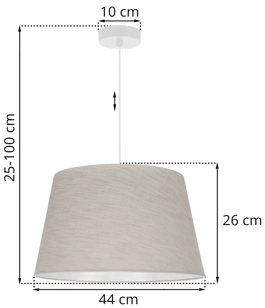 Závesné svietidlo Len, 1x svetlobéžové textilné tienidlo, (fi 44 cm), w