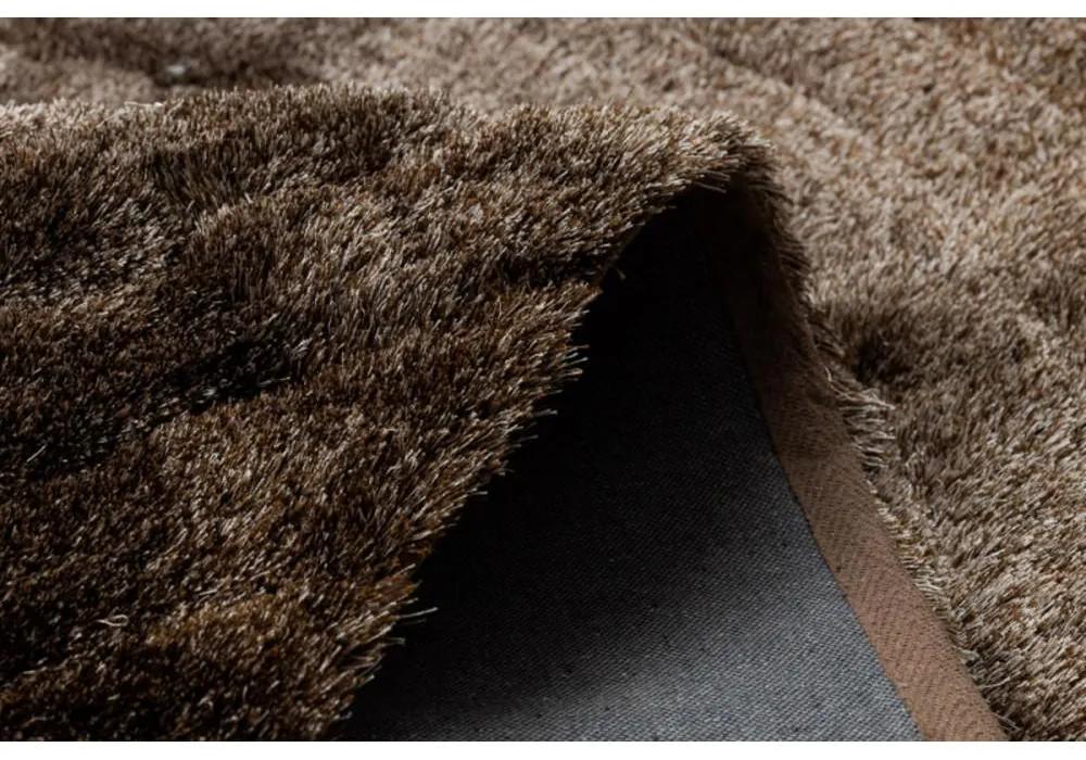 Luxusný kusový koberec shaggy Flimo hnedý 80x150cm