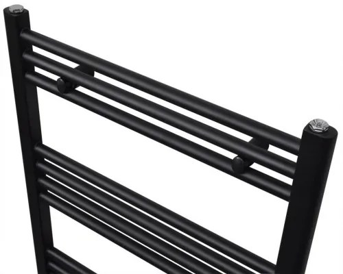Čierny rebríkový radiátor na centrálne vykurovanie, rovný 500 x 1160 mm-