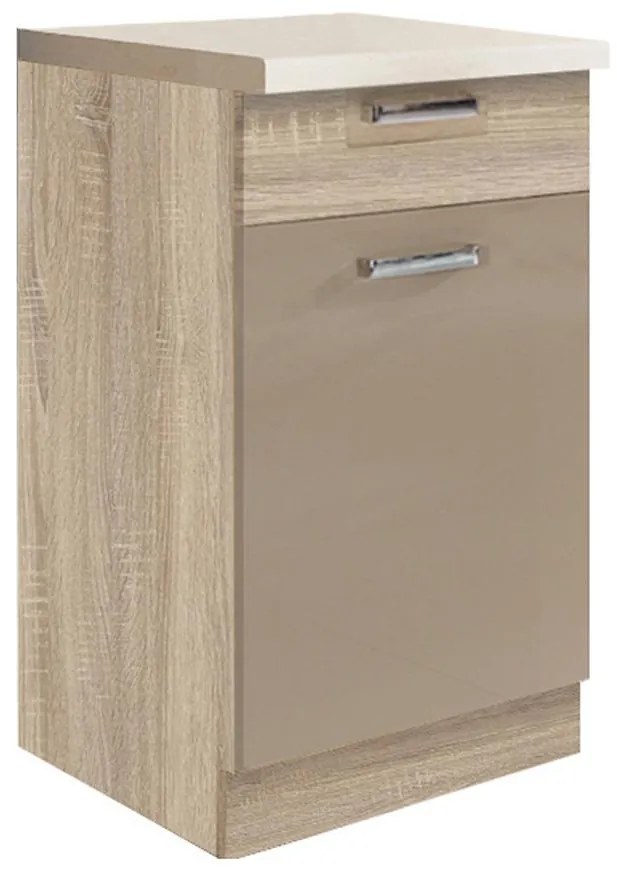 Kuchynská skrinka Premio 3D sonoma/cappuccino lesk