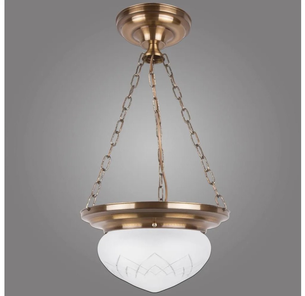 Kemar RI/PL/W/M - Luster na reťazi RINAMA 1xE27/100W/230V mosadz