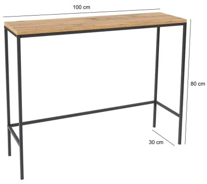 Konzolový stolík CANVAS 80x100 cm borovica atlantic/čierna